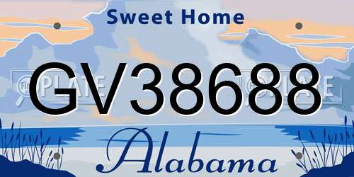 GV38688 Alabama License Plate
