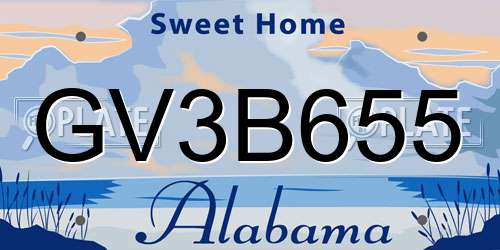 GV3B655 Alabama License Plate