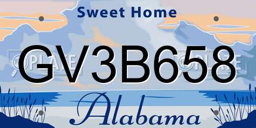 GV3B658 Alabama License Plate