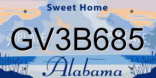 GV3B685 Alabama License Plate