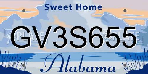 GV3S655 Alabama License Plate