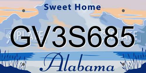 GV3S685 Alabama License Plate