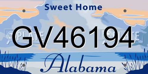 GV46194 Alabama License Plate