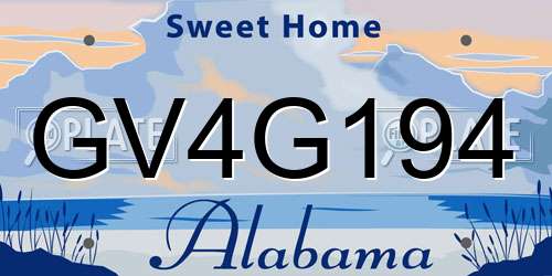 GV4G194 Alabama License Plate