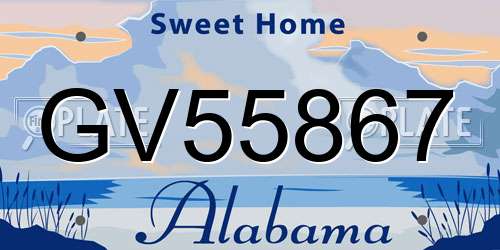 GV55867 Alabama License Plate