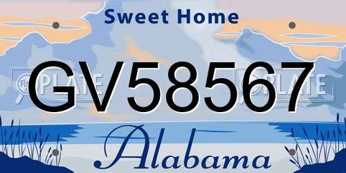 GV58567 Alabama License Plate