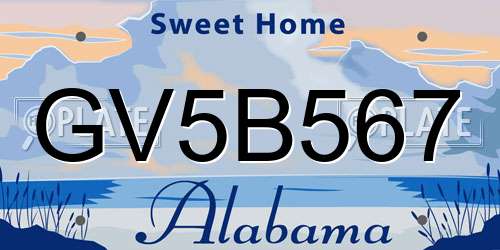 GV5B567 Alabama License Plate