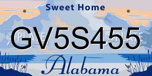 GV5S455 Alabama License Plate