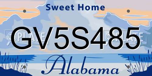 GV5S485 Alabama License Plate