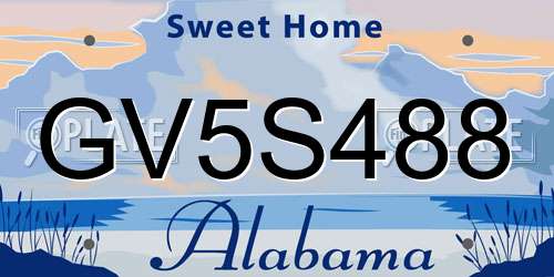GV5S488 Alabama License Plate