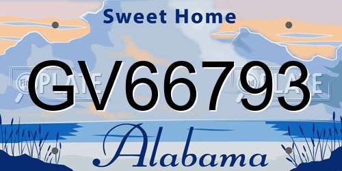 GV66793 Alabama License Plate