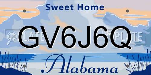 GV6J6Q Alabama License Plate