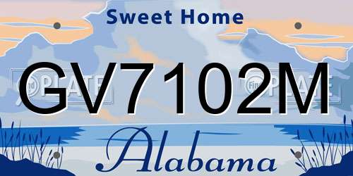GV7102M Alabama License Plate