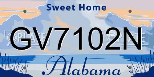 GV7102N Alabama License Plate