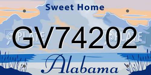 GV74202 Alabama License Plate