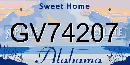 GV74207 Alabama License Plate