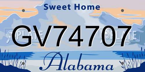GV74707 Alabama License Plate