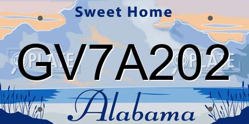 GV7A202 Alabama License Plate