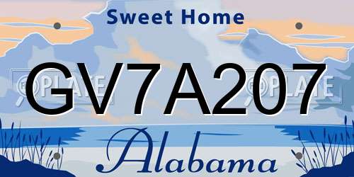 GV7A207 Alabama License Plate