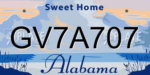 GV7A707 Alabama License Plate