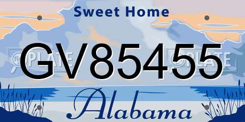 GV85455 Alabama License Plate