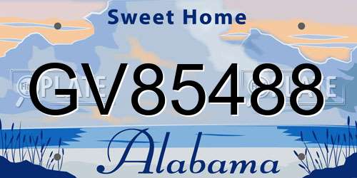 GV85488 Alabama License Plate