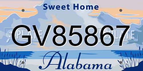 GV85867 Alabama License Plate