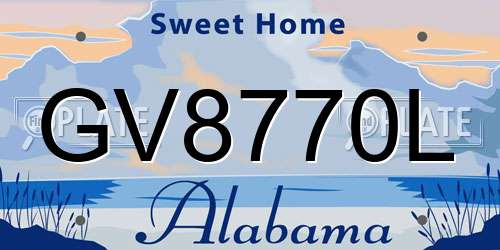 GV8770L Alabama License Plate