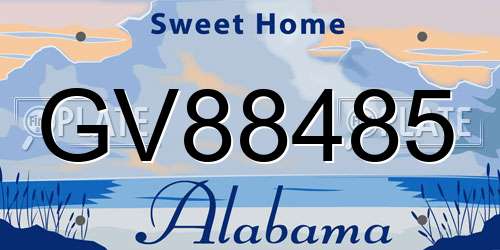 GV88485 Alabama License Plate
