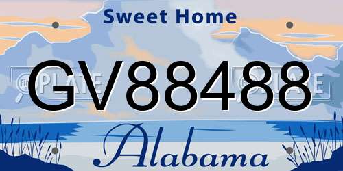 GV88488 Alabama License Plate