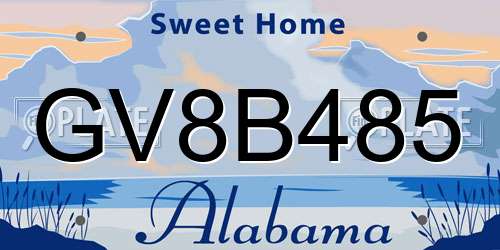 GV8B485 Alabama License Plate