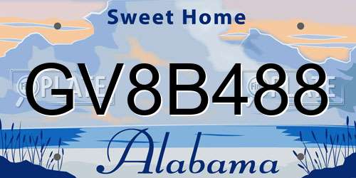 GV8B488 Alabama License Plate