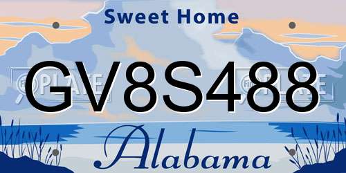 GV8S488 Alabama License Plate
