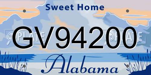 GV94200 Alabama License Plate