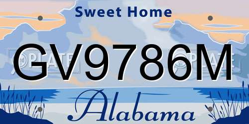 GV9786M Alabama License Plate