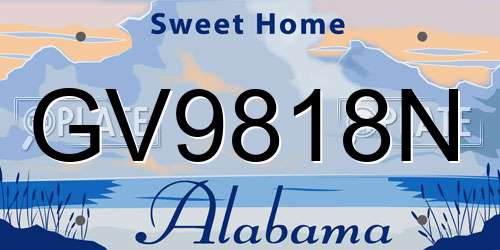 GV9818N Alabama License Plate