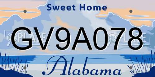 GV9A078 Alabama License Plate