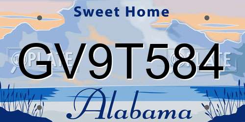 GV9T584 Alabama License Plate