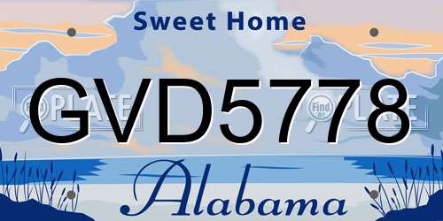 GVD5778 Alabama License Plate