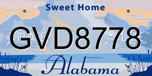 GVD8778 Alabama License Plate