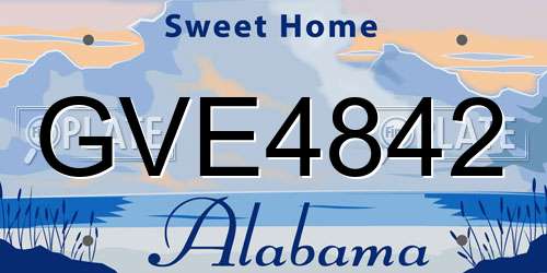 GVE4842 Alabama License Plate