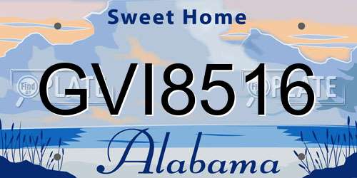 GVI8516 Alabama License Plate