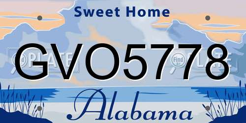 GVO5778 Alabama License Plate