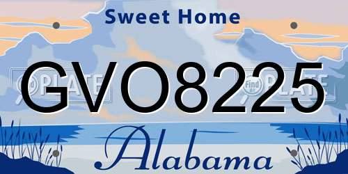 GVO8225 Alabama License Plate