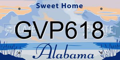 GVP618 Alabama License Plate