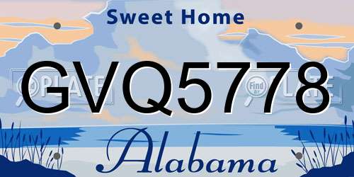 GVQ5778 Alabama License Plate