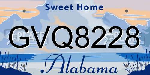 GVQ8228 Alabama License Plate