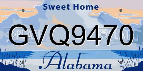 GVQ9470 Alabama License Plate