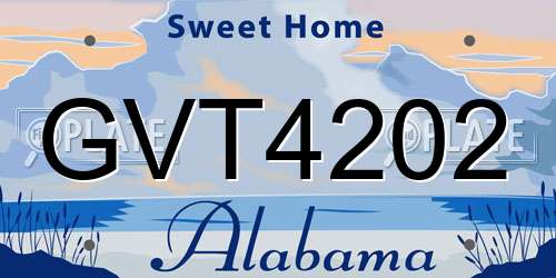 GVT4202 Alabama License Plate