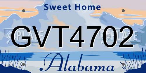 GVT4702 Alabama License Plate